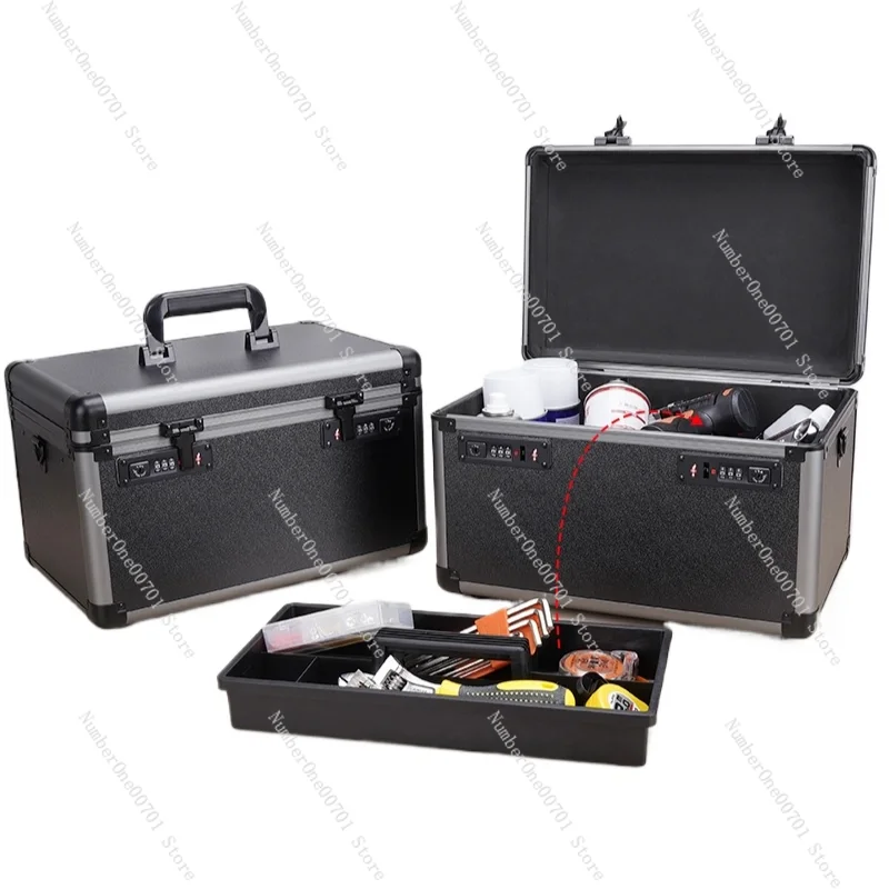 

Combination Lock Aluminum Alloy Suitcase Money Storage Insurance of Valuables Storage Box Small Luggage