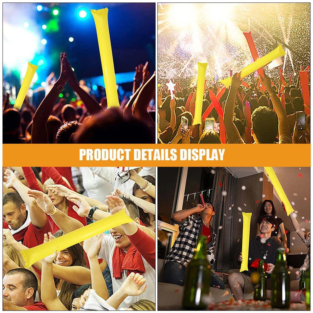 

30pcs Yellow Inflatable Boom Sticks Cheering Noisemakers for Sporting Events Party Favors Loud Sound Safe PE Material Compact