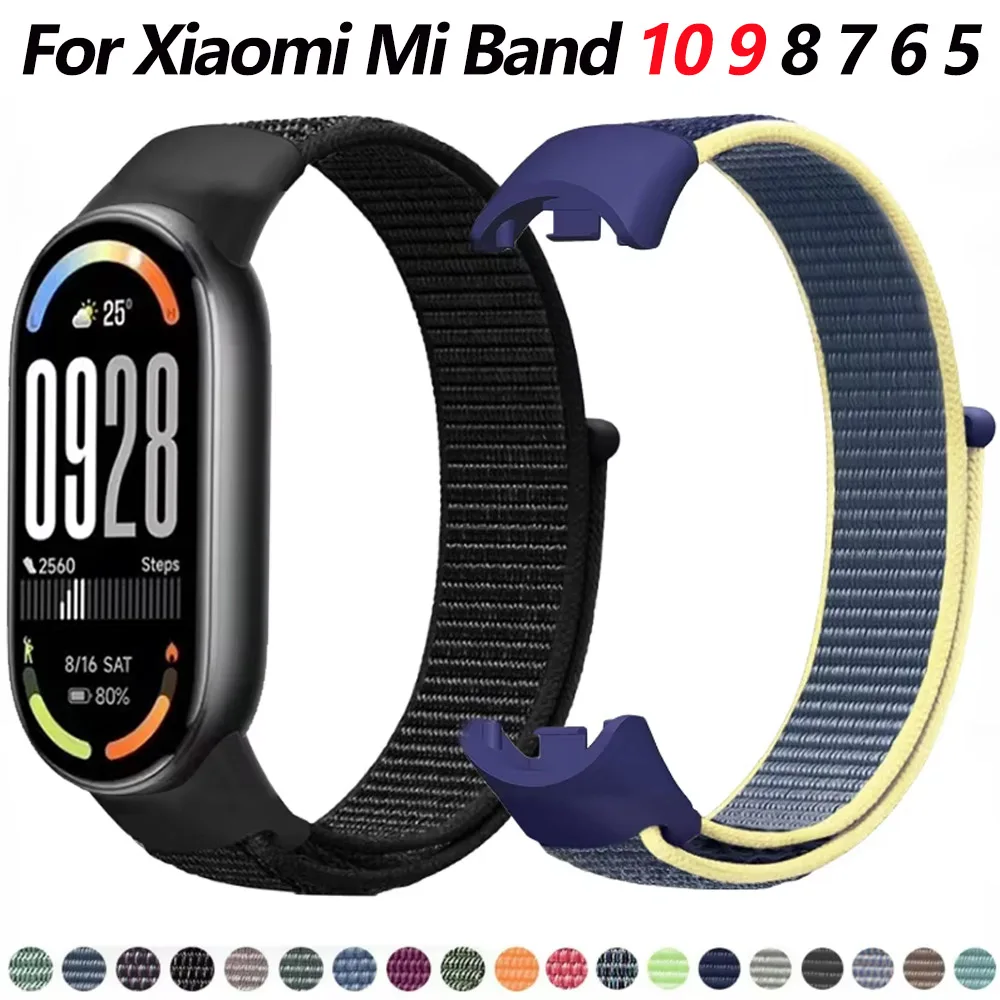 

Nylon Loop Strap for Xiaomi Mi Band 10/9/8 Bracelet Watchband Accessories Correa for Xiaomi Mi Band 7 6 5 4 3 Replaceable Strap