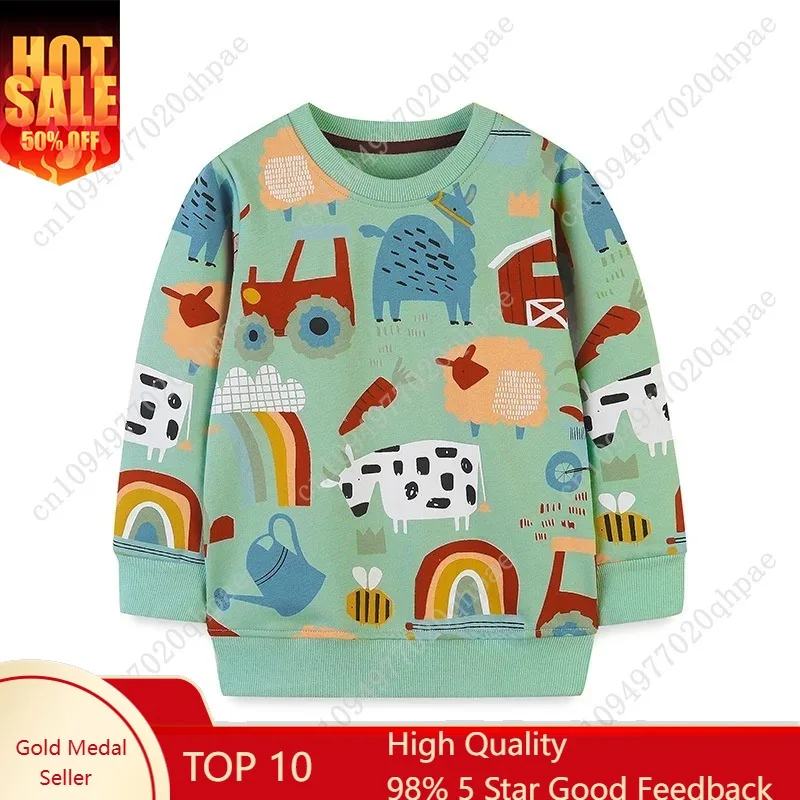 

Jumping Meters Autumn Spring Children's Sweatshirts With Animals Print Hot Selling Sport Kids Fashion Shirts Tops