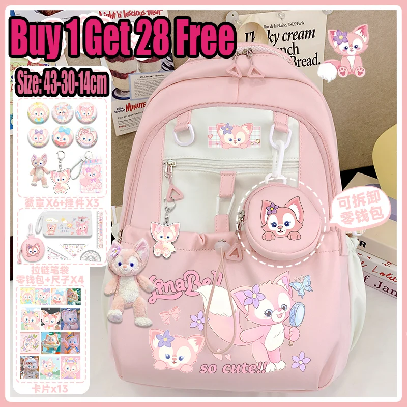 

Рюкзак Sanrio, новинка 2024, милый детский школьный рюкзак с рисунком ламы Белл большой емкости для подростков, школьный рюкзак