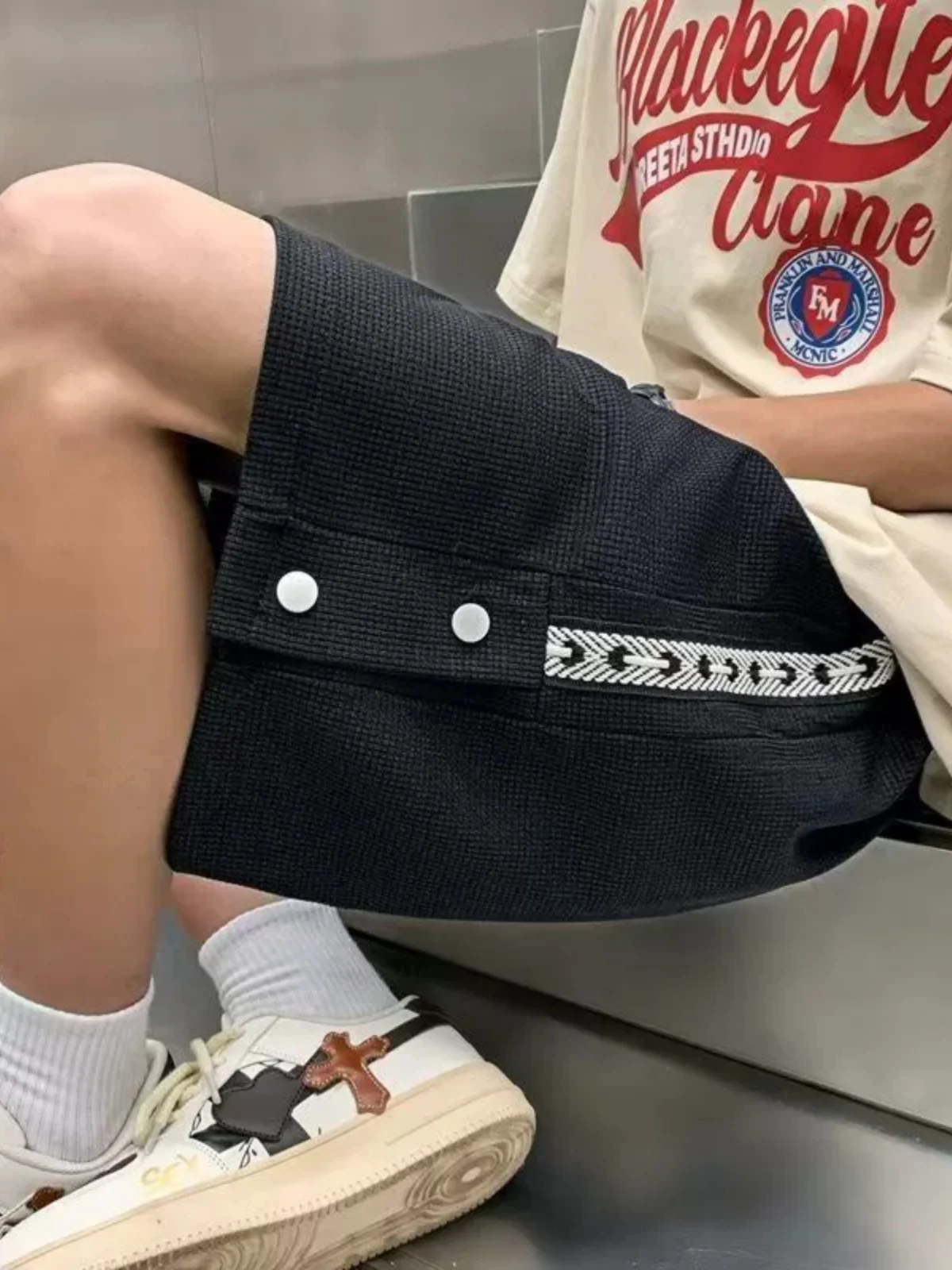 

Мужские летние брюки больших размеров в американском стиле, повседневные, с пуговицами, рабочие, дышащие, свободного кроя, с пятью карманами