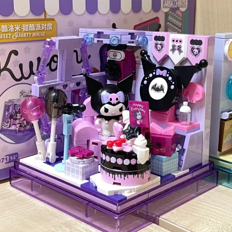 Blocos de Montar AREAX Sanrio Hello Kitty, Brinquedo Educativo de Montagem, Modelo Ornamental Pochacco Cinnamoroll Pompom Purin, Presente