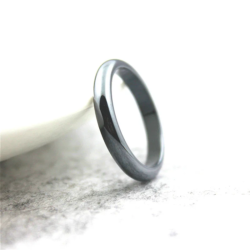Hematite Ring (1 Piece) Smooth and Fashionable 5A Grade Surface 6mm Black Non-magnetic Men and Women Hematite Ring