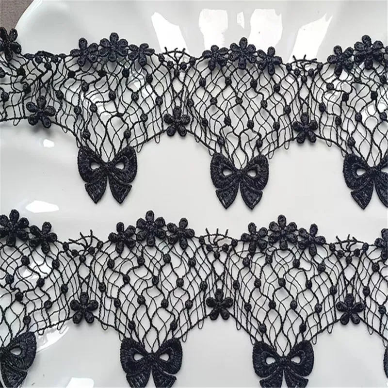 

10 ярдов шириной 7 см, блестящий черный полый цветок Venise Diy, венецианское кружево, аксессуары для одежды различных предметов одежды, бюстгальтер, юбка