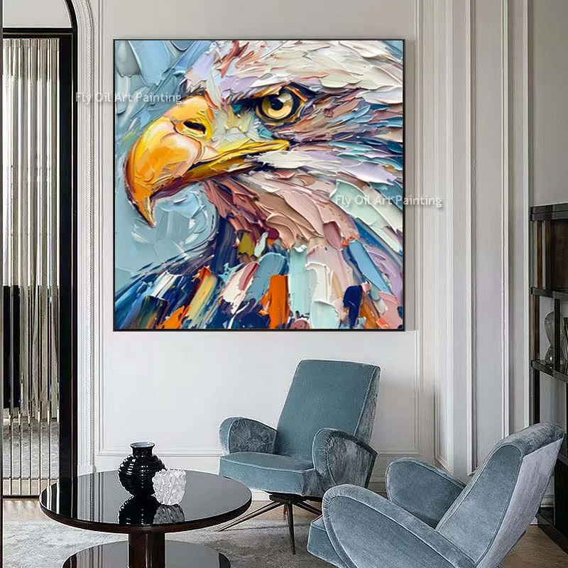 Eagle Colourful Oil Painting Shower Owl Curtain Art Creative Painting Hand Painted Modern Home Bathroom Curtains Bathroom Decor