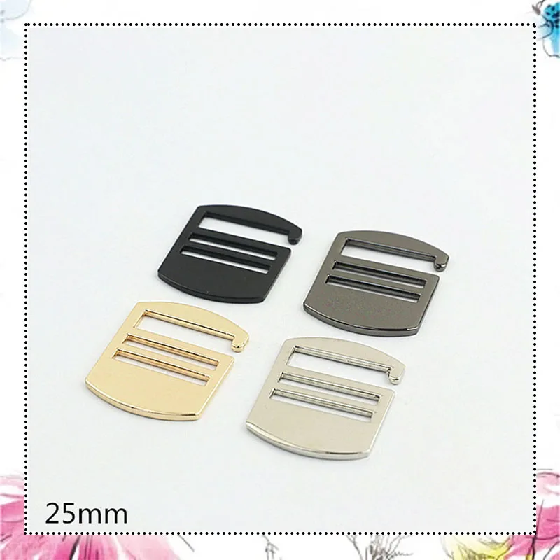 

20pcs 25mm Metal Tri-Glide Flat Buckle Webbing Strap Adjust Hook Clasp DIY Bag Ring Slider Clasp Belt Buckle Accessory