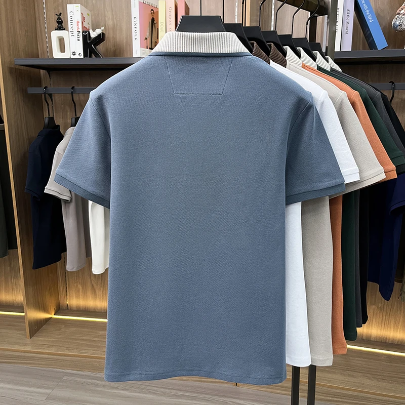 Luxuriöses 100% Baumwoll-Kurzarm-Poloshirt für Herren, neuer Trend, Marken-Cartoon-Bären-Stickerei, atmungsaktives, bequemes, lässiges Sommer-T-Shirt – Detail 8