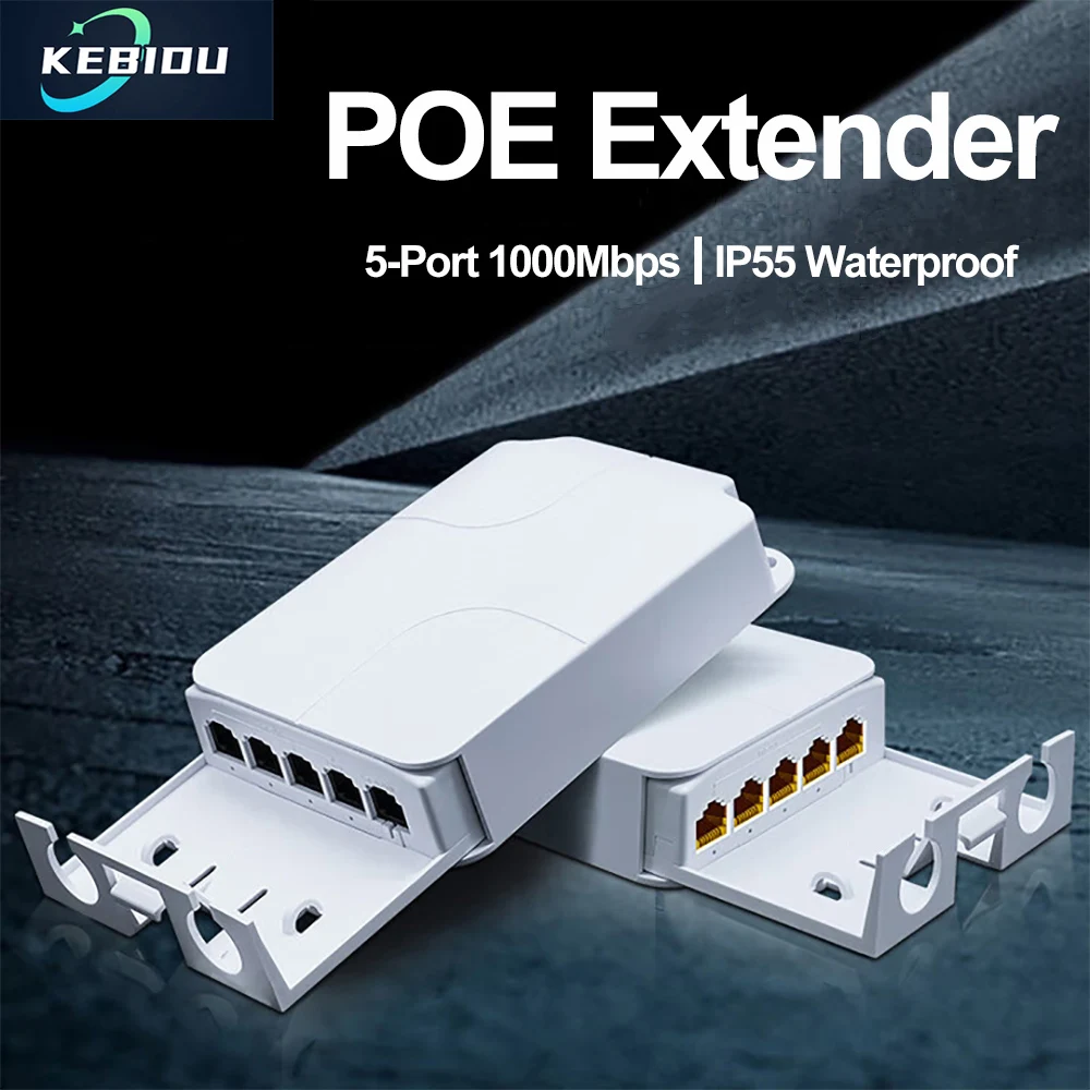 

5-портовый удлинитель POE, повторитель 100/1000 Мбит/с, внутренний и наружный сетевой коммутатор, IP55, водонепроницаемый VLAN 44-57 В для камеры POE, безмерная точка доступа