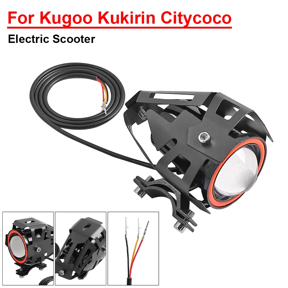 LED Spotlight Laser U7 Highlight For Citycoco Kugoo Kukirin Electric Scooter Flashing Angel Demon Eyes Headlight Horn Part