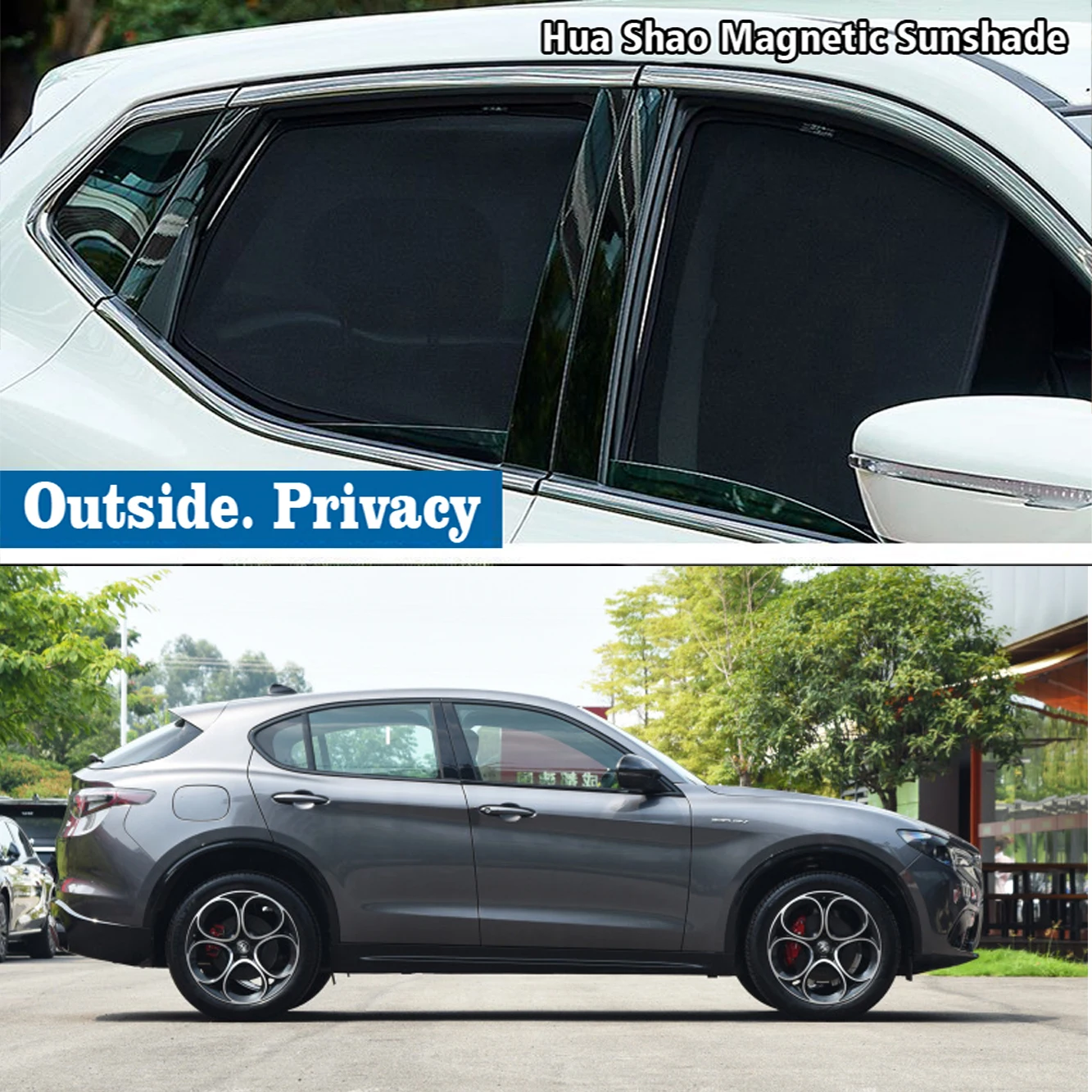 Magnetic Car Sunshade Shield Front Windshield Frame Curtain Sun Shade Auto Accessories For Alfa Romeo Stelvio 949 SUV 2017 -2023