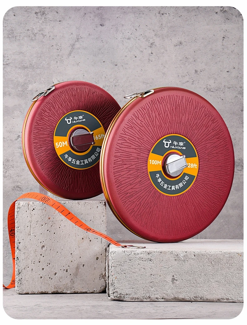 شريط قياس العمل أداة قياس يدوية من الدرجة الهندسية مسطرة 20 متر/30 متر/50 متر شريط قياس طباعة وجه مزدوج للبناء