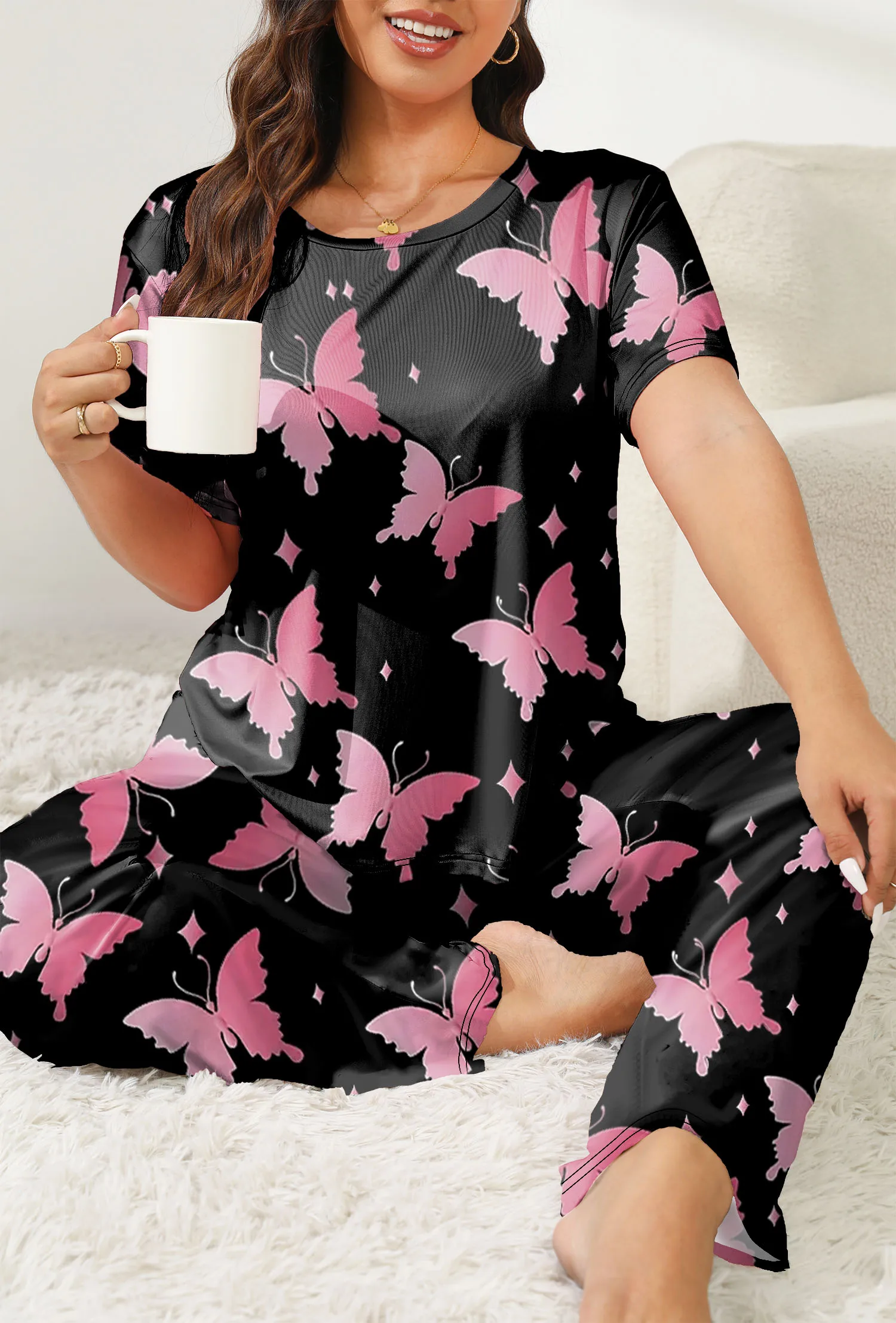 

Women's plus-size short-sleeved suit loungewear
