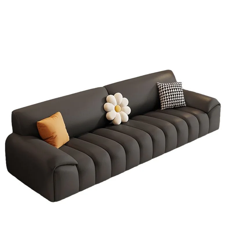 

New light luxury modern simple leather sofa piano straight combination