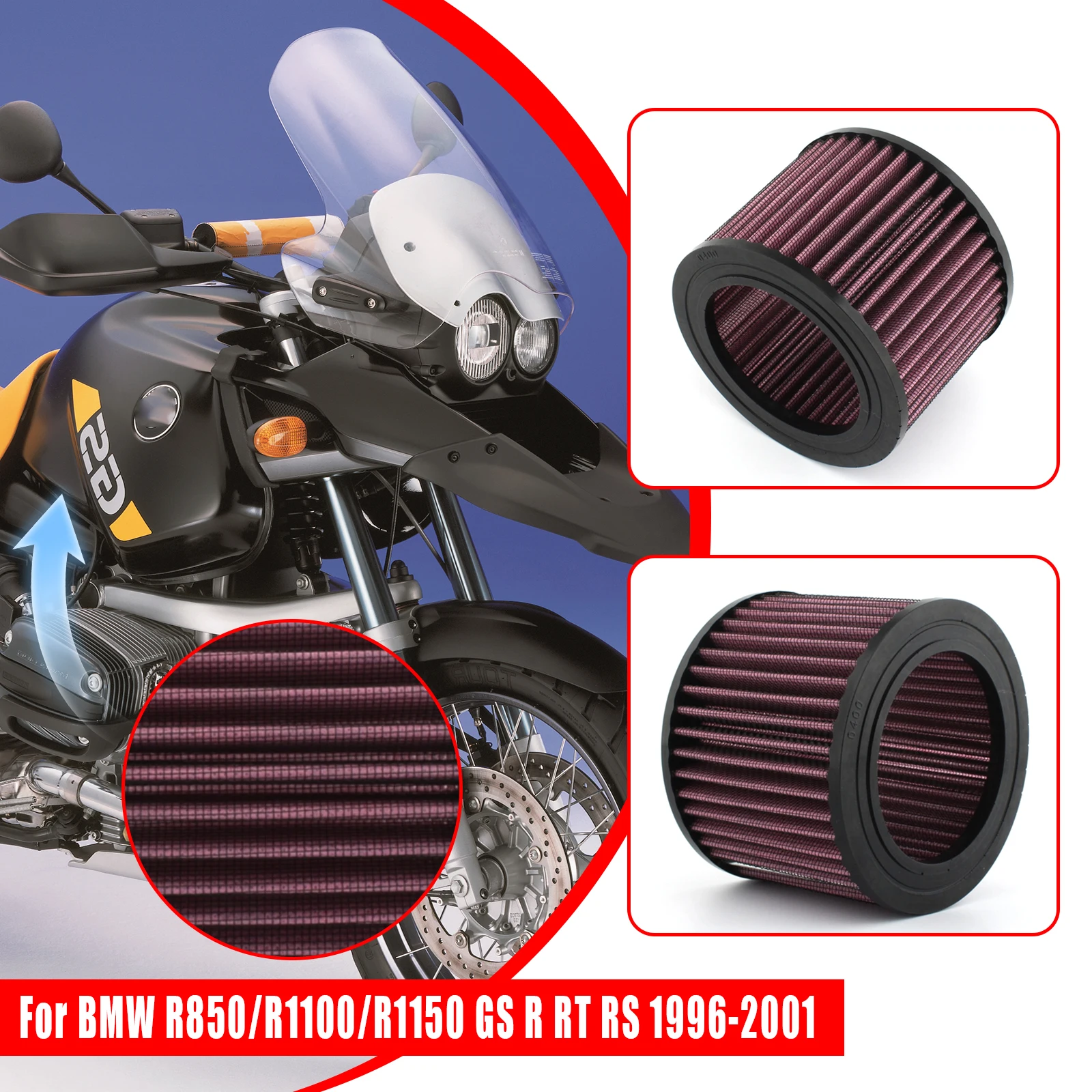 Motorcycle High Density Air Filter for BMW R850/R1100/R1150 GS R RT RS 1993-2006 R850R R1100GS ABS R1150GS Adventure ROCKSTER