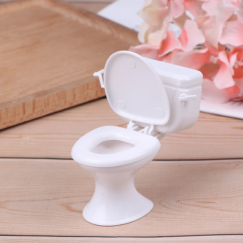 【M】Dollhouse Furniture Vintage Bathroom Modeling White Toilet Doll House Miniature Baby Pretend Toys Dolls Accessories