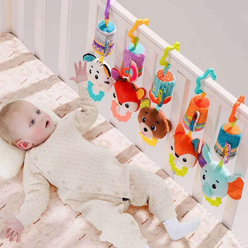 Cama bonito pendurado animal carrilhão de vento bebê pelúcia diversão calmante sino pingente quebra-cabeça educação precoce carrinho brinquedo