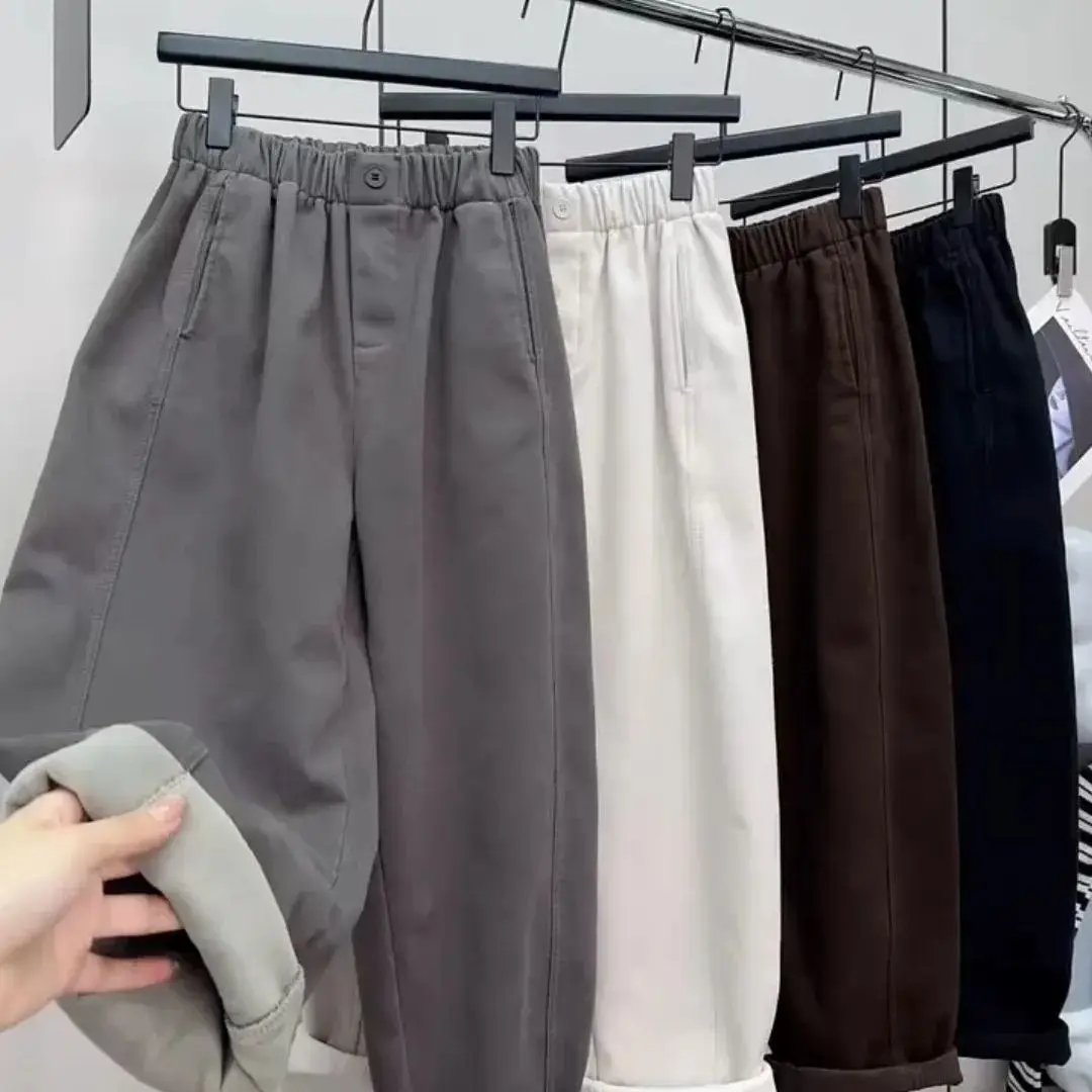 

plus Size Fce Lined Thiened Harlan Casual Pants High Waist Slimming Loose Fit Autumn Winter Faion plus Size Women's Cl...