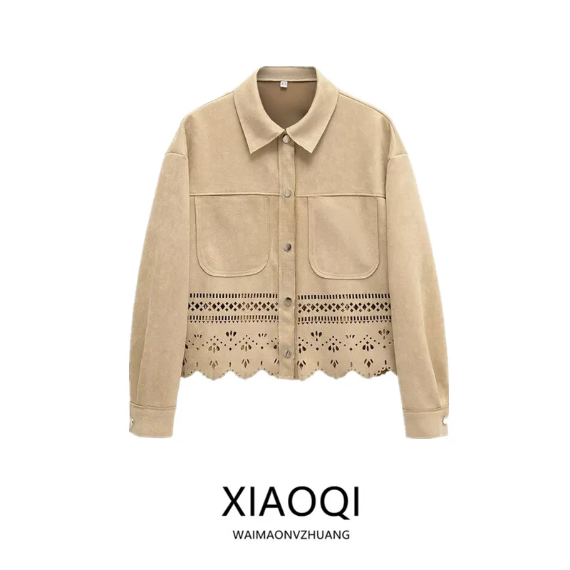 

Spring 2025 Women's Faion Versatile Faux Fur Texture Jaet Quilted ort Outerwear Loose Fit All Seasons New Arrival