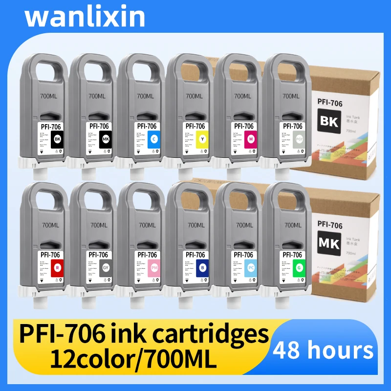 700ML PFI706 PFI-706 ink cartridge Compatible for Canon iPF8300 iPF8400 iPF9400 printer with pigment ink cartridge