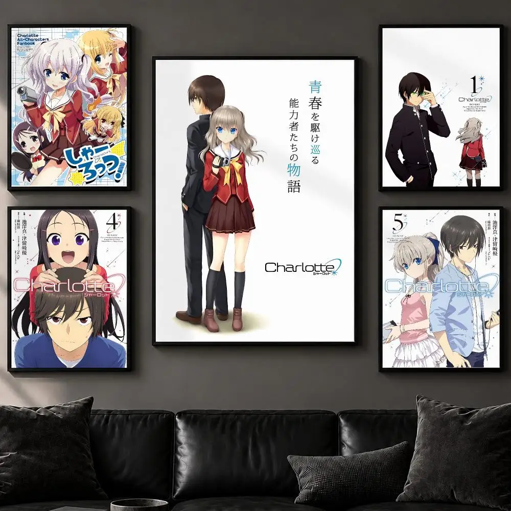 Anime C-CharlotteS Poster Art  Self-Adhesive No Glue Residue Wall Decor for Bedroom Living Room
