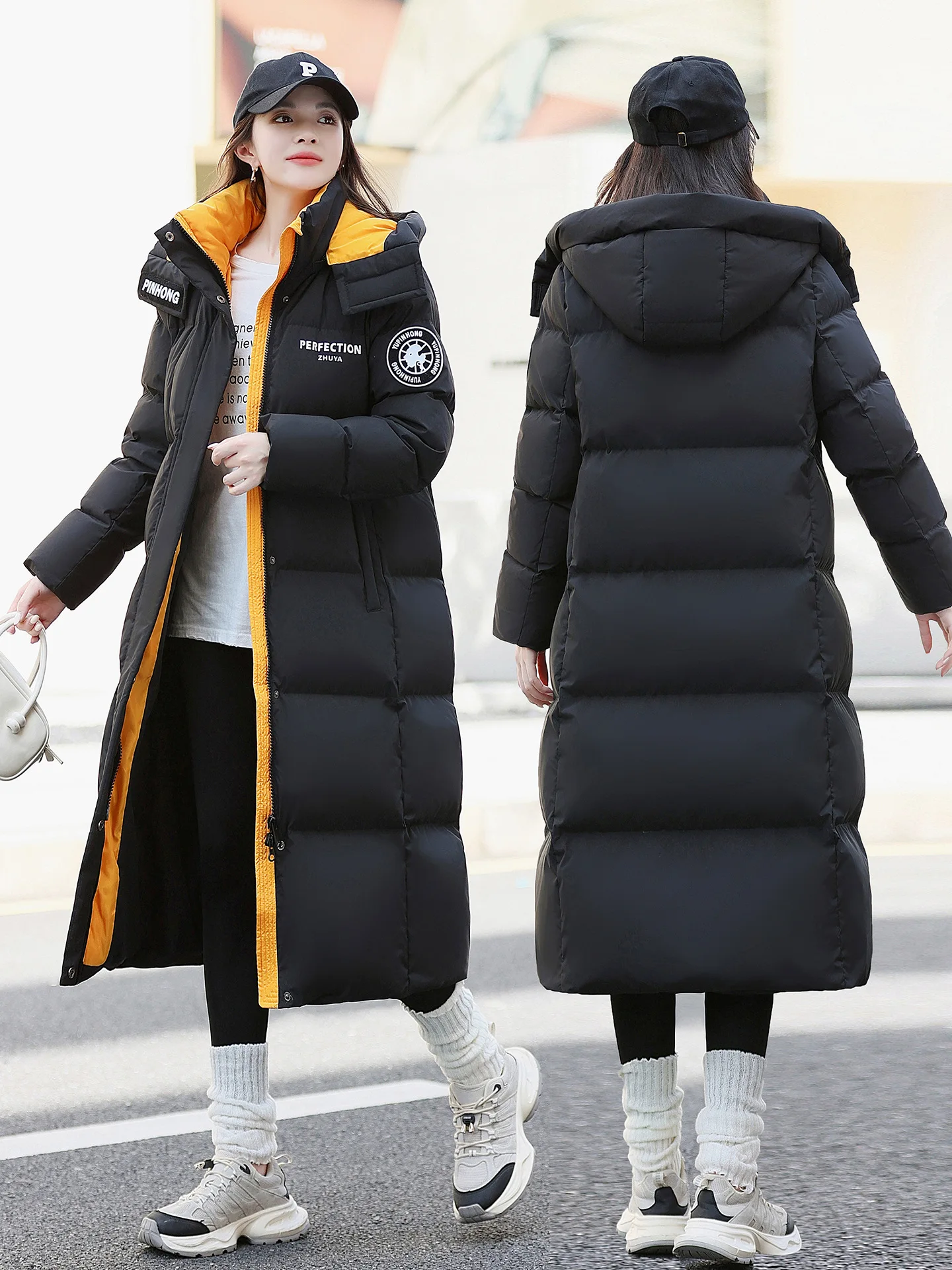 Zhuya Daunenmantel 345 g 95 weiße Entendaunen 2025, neue lange Daunenjacke für Damen, mittellang, über dem Knie dick und warm