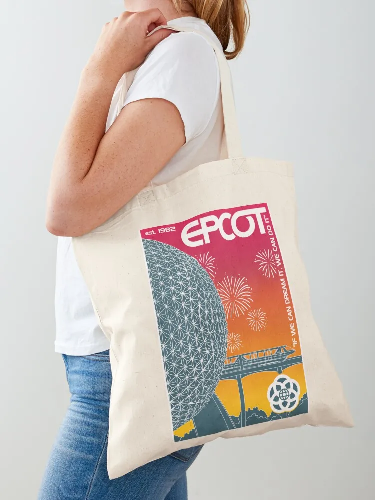 

Epcot Center (Retro Rainbow) Tote Bag reusable grocery bags foldable reusable bag Shopper Women's handbag