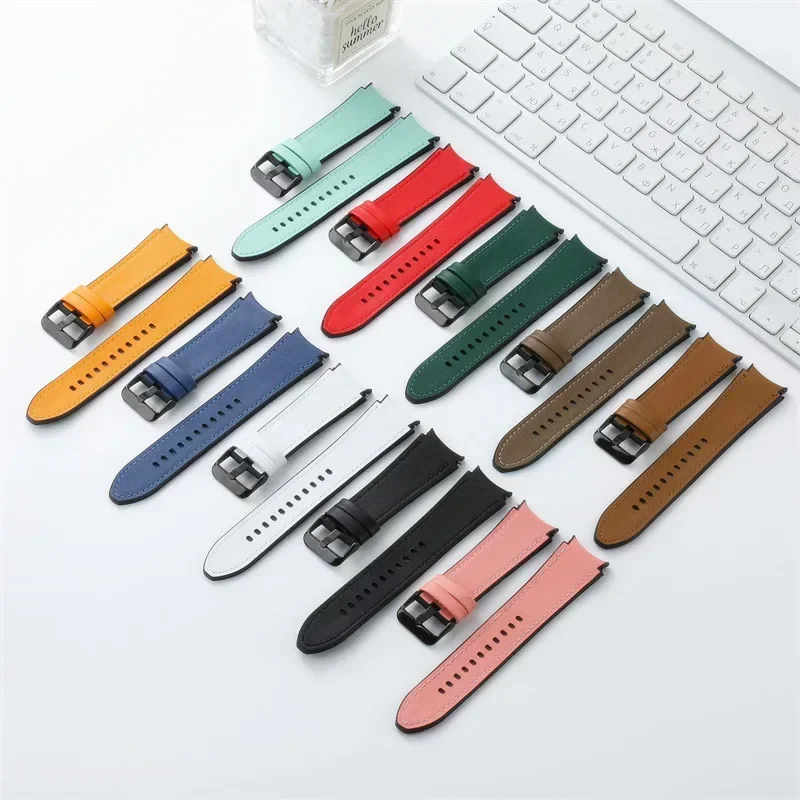 Silicone+Leather Strap For Samsung Galaxy Watch 6 5 Pro 40mm 44mm Band Watch6 4 Classic 47 43mm 46mm Replacement Correa Bracelet