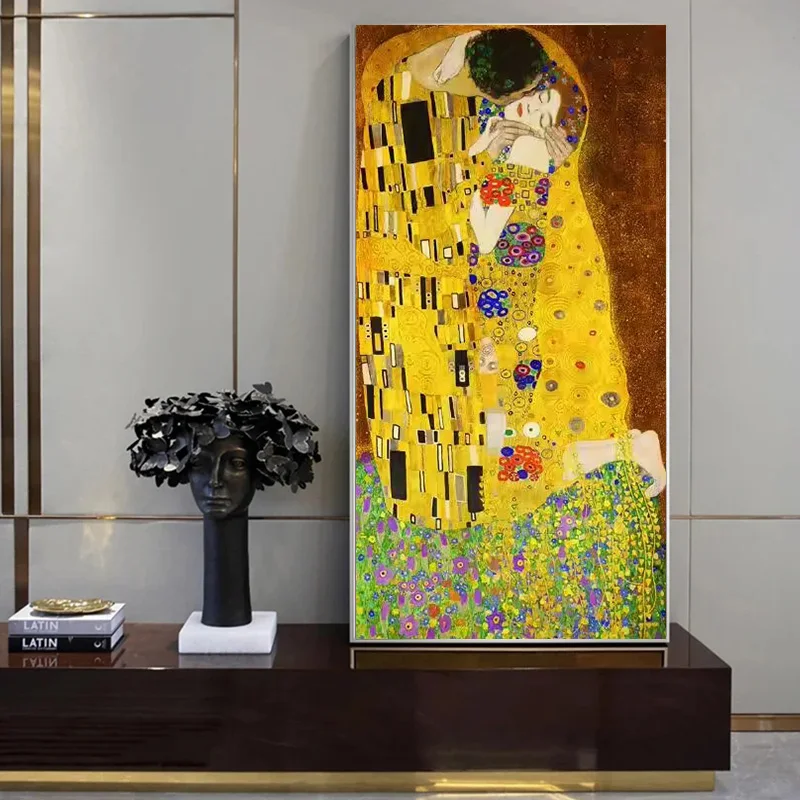 Классические картины маслом Густава Климта Поцелуй, печать на холсте, художественные постеры и принты, Klimt, знаменитые художественные картины на холсте, домашний декор Классические картины маслом Густава Климта Поцелуй, печать на холсте, художественные постеры и принты, Klimt, знаменитые художественные картины на холсте, домашний декор