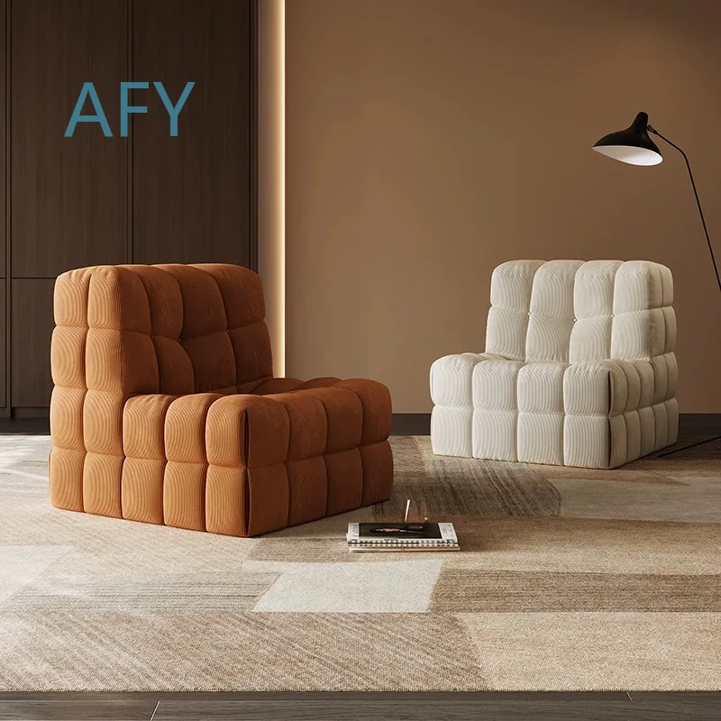 Vacuum Compressed Kasahara Waffle Corduroy Single Sofa for Living Room Designer Leisure Lazy Chair