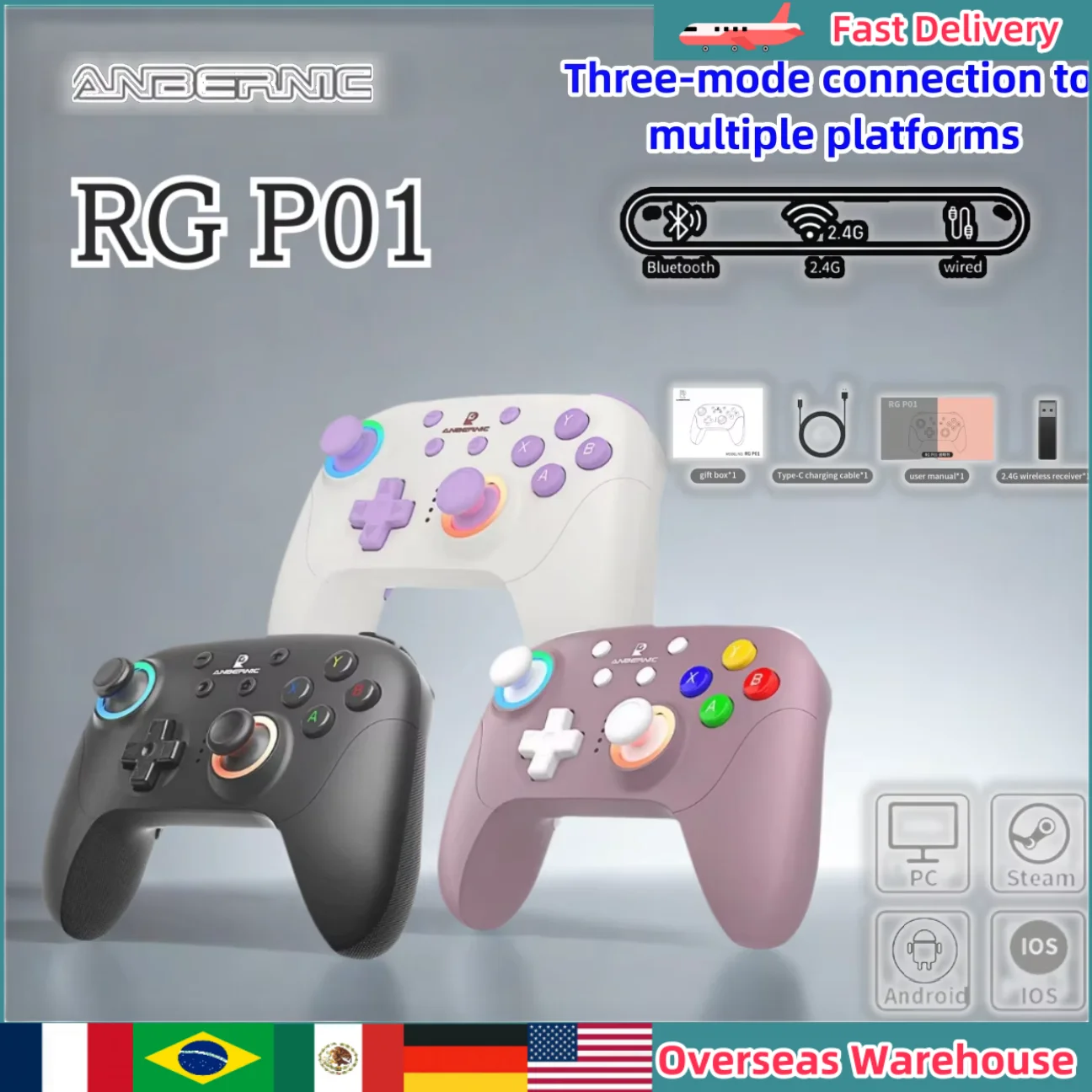 

ANBERNIC RG P01 Wired Gamepad Wireless Gamepad Bluetooth Joystick XBOX Game Controller For PC Android IOS Steam Accessories Gift