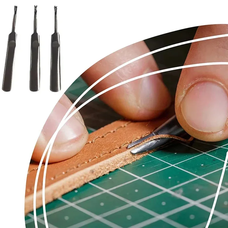 3 Pieces/Set Leather Manual Groovers U V Shape Grooving Slotting Tool Leathercraft DIY Crafting Handtool Handicraft Accessories