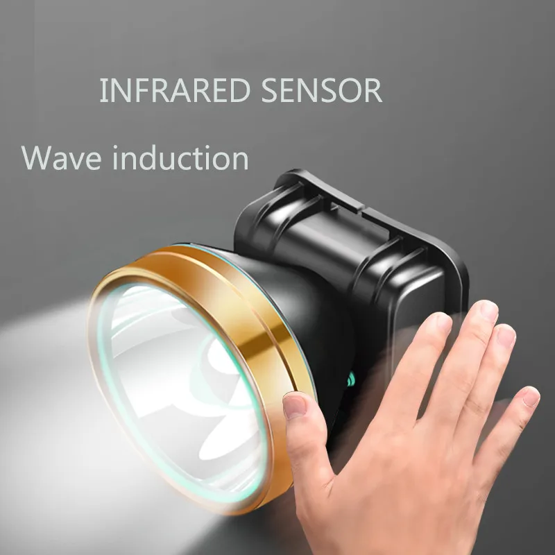 مصباح يدوي محمول فائق السطوع ، مصباح أمامي قابل لإعادة الشحن للدراجات ، مصباح أمامي للصيد قابل للتدوير ، أزرق ، تخييم ، 1 صف صف