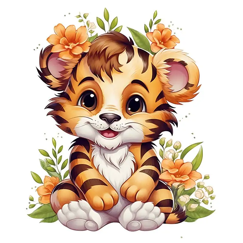 Tiger, Katzen, Hunde, Kaninchen, verschiedene Tiere, Wandaufkleber, Kinderzimmer, Hintergrund, Heimdekoration, Wandbild, Wohnzimmer, Tapetenaufkleber – Detail 6