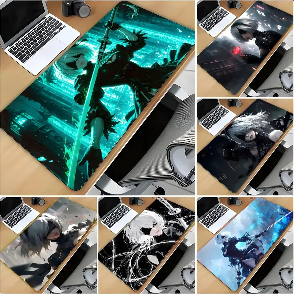 Game Action Nier Automata Mouse Pad Large Mouse Pad Desk Mat Non‑Slip Gaming Board Game Mat with Stitched Edges