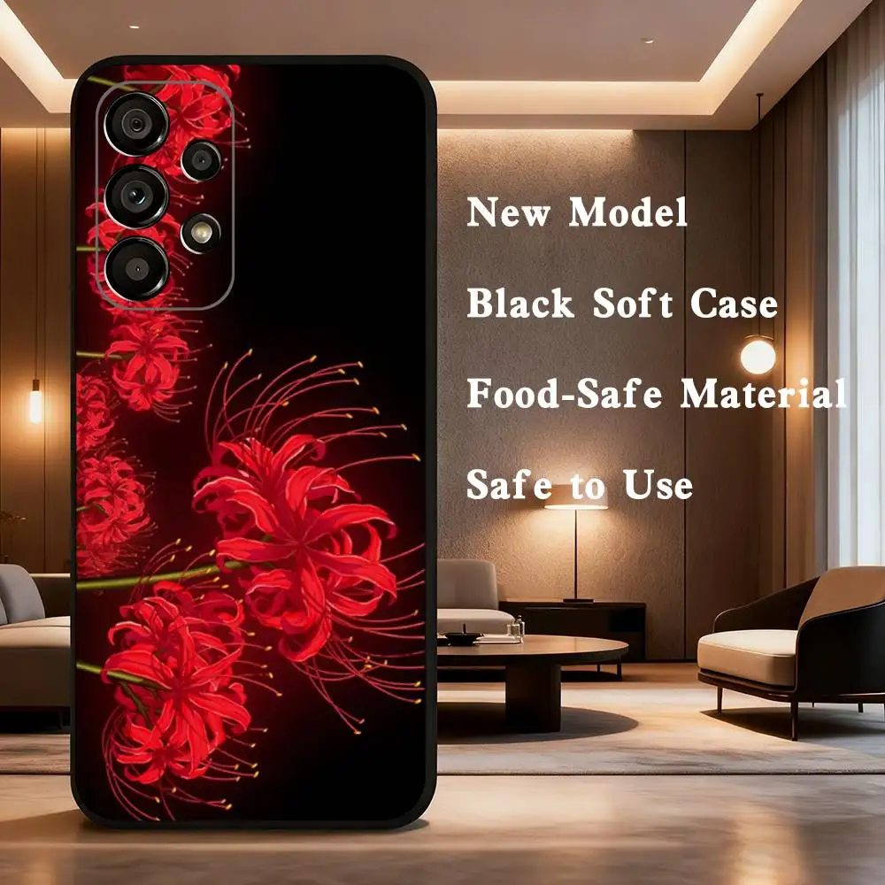 red spider lily Phone Case For Samsung Galaxy A73,31,32,72,41,53,52,71,22,5G,Note,J7,8,9 Soft Black Cover