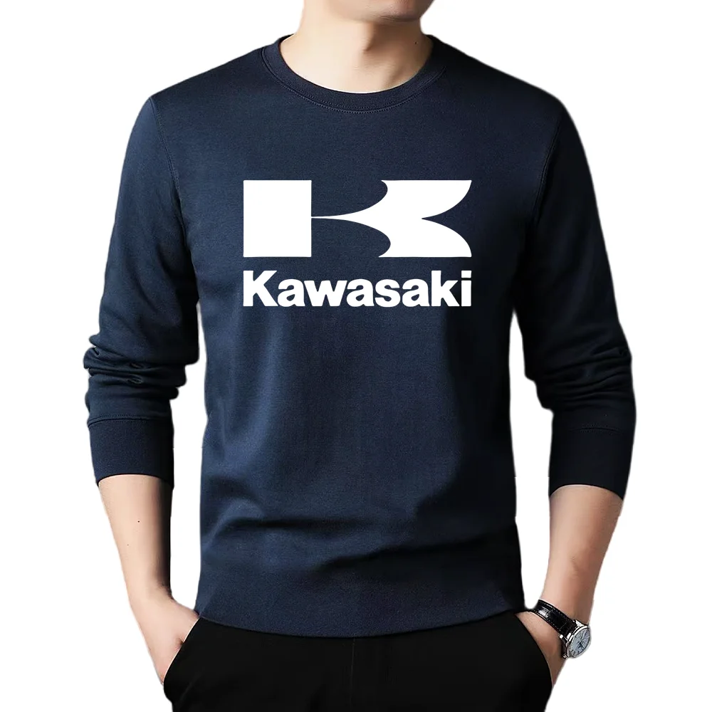 

Motorcycle men's long sleeved T-shirt, KAWASAKI spring autumn casual T-shirt, high-quality pure cotton men's classic T-shirt