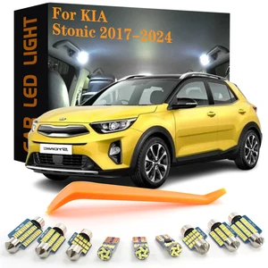 9pcs Canbus Mobil LED Lampu Interior untuk KIA Stonic 2017-2024 Tidak Ada Kesalahan Auto Dome Bagasi Vanity Cermin Lampu Plat Nomor Bulb Kit 10 miniatur kia stonic penjualan terbaik 2019 - №