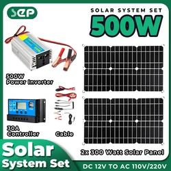 Panele słoneczne 18V moc 300W-500W falownik 30A kontroler układ słoneczny dla domu kompletny zestaw generator zasilany energią słoneczną Camping Home