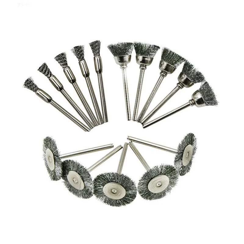 

60-Piece Silver Wire Brush Set, Metal Rust Removal Wheel With Handle, Polishing Supplies To Remove Burrs