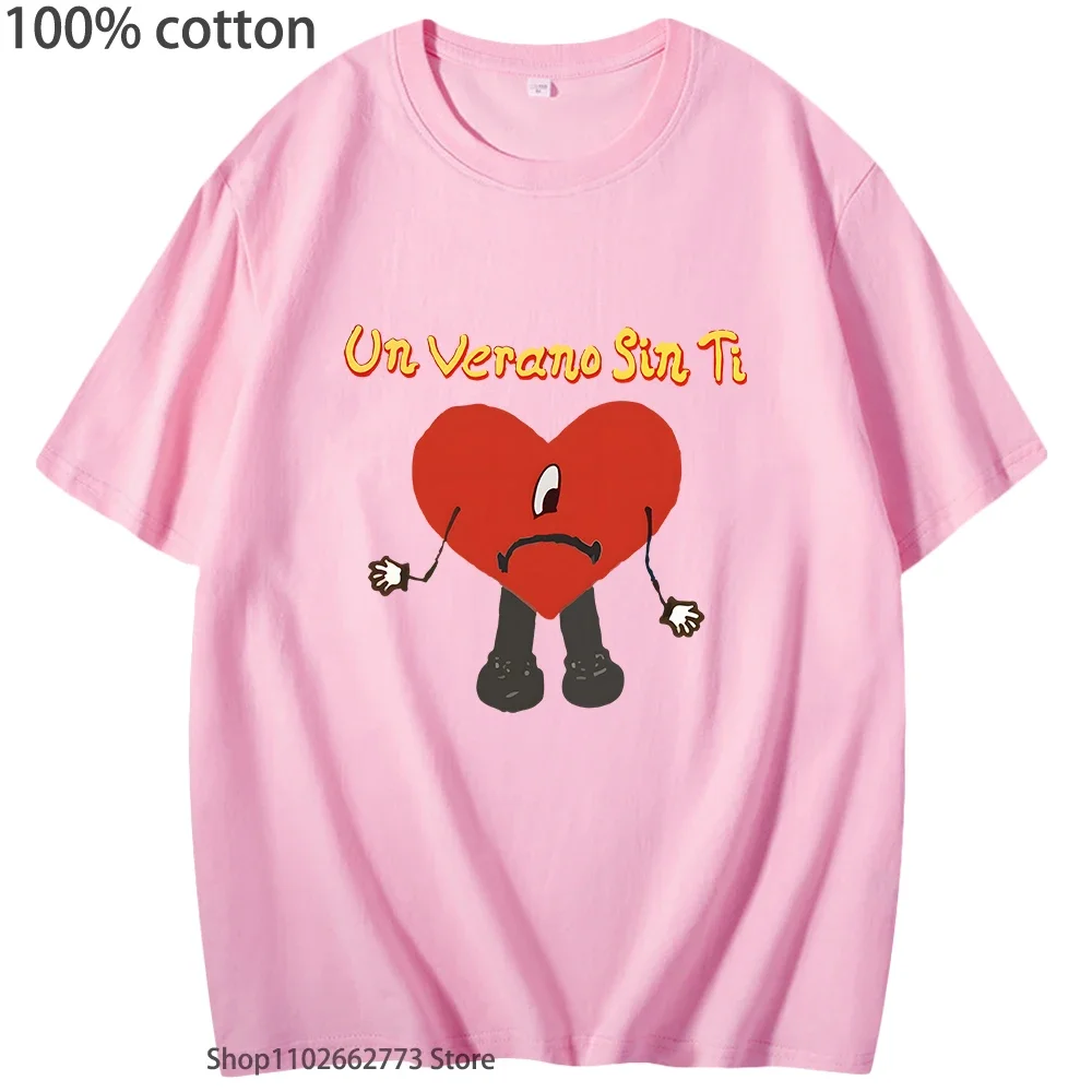 Koszulki damskie z krótkim rękawem Bad Bunny Un Verano Sin Ti Album, urocza modna letnia koszulka, 100% bawełna, okrągły dekolt, koszulka damska męska