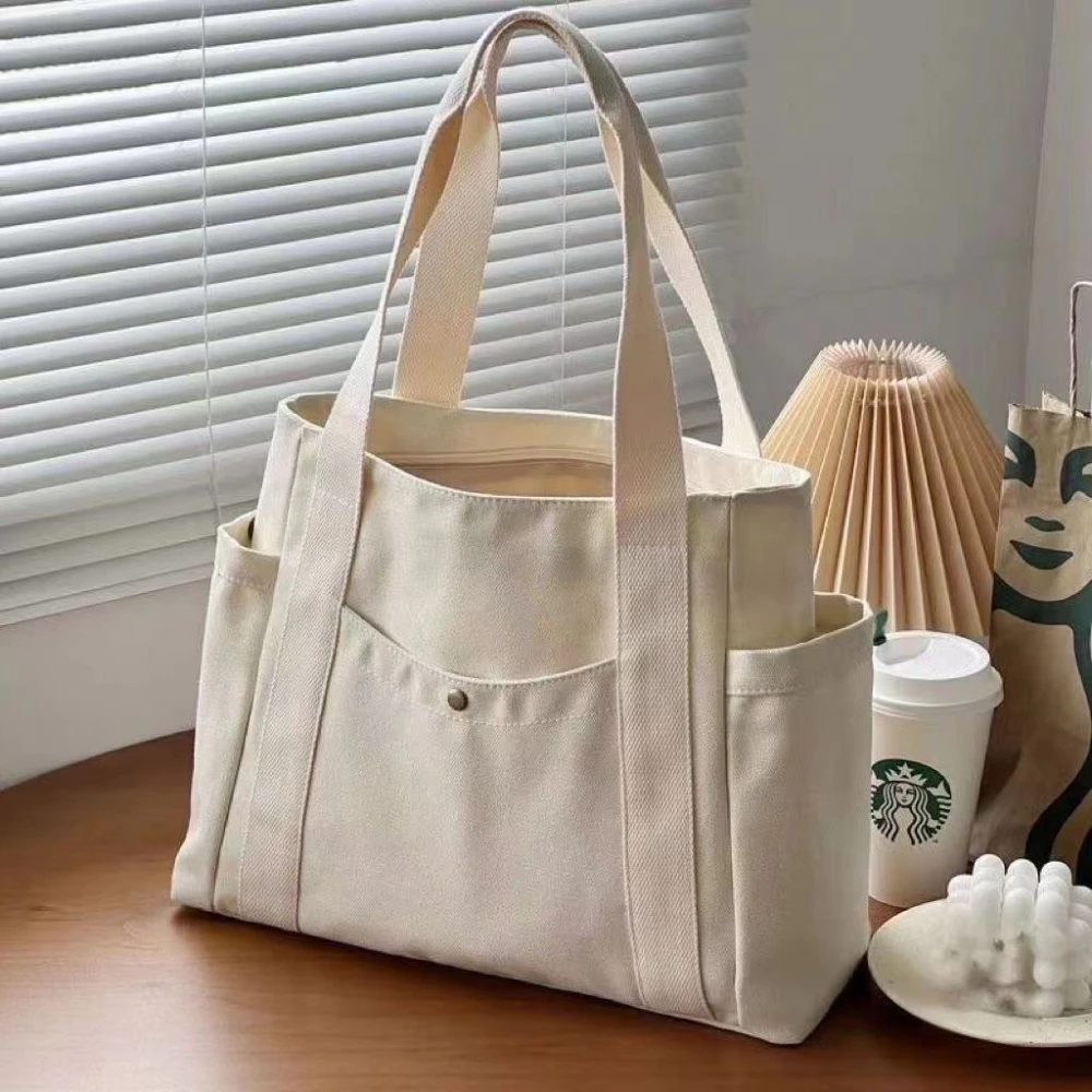 Homefish canvas draagtas Grote capaciteit dames schoudertas College-stijl woon-werkverkeer Winkelen Casual boekentas Werkentas