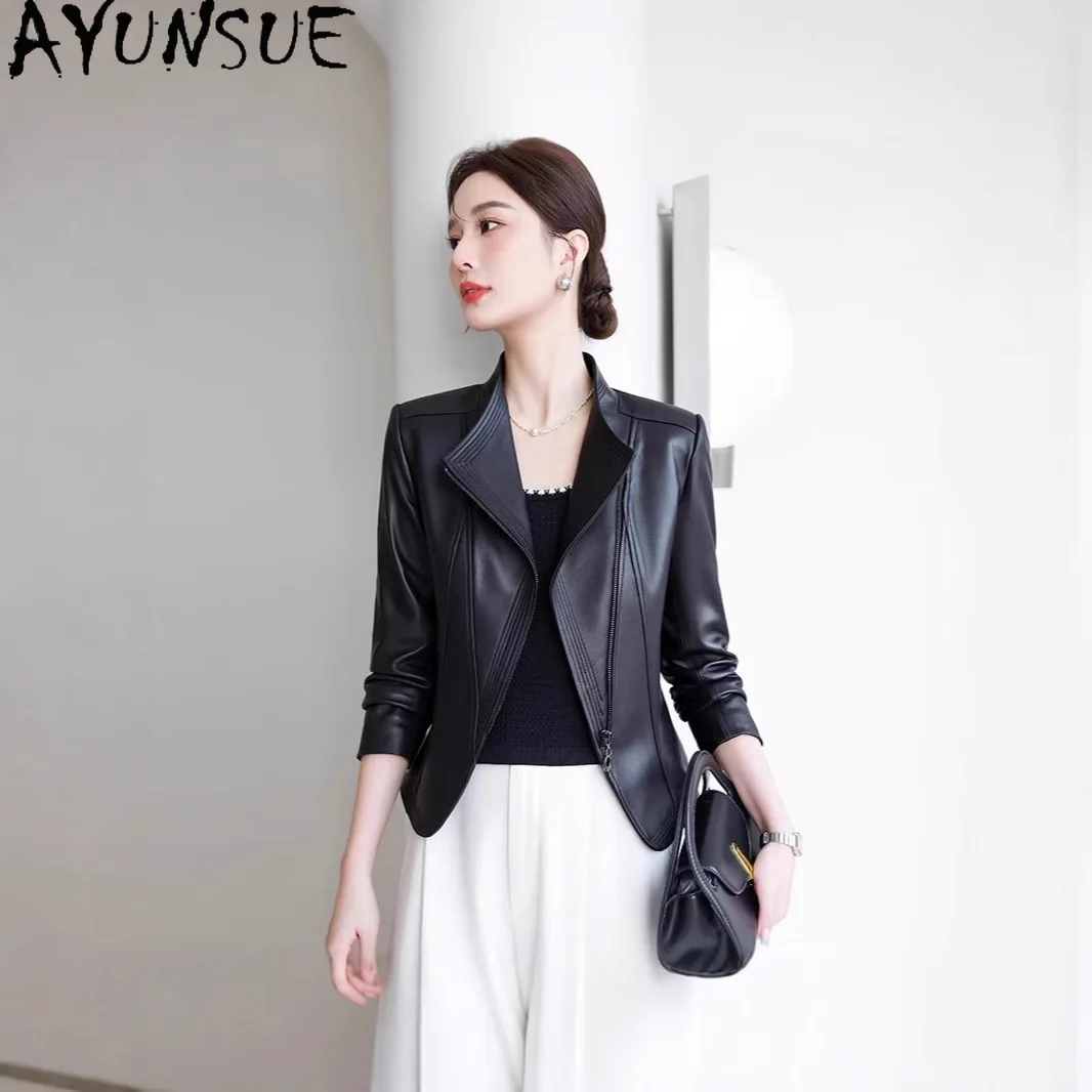 AYUNSUE Real Leather Jacket Woman Motocycle Coats Autumn Clothes Fashion Sheepskin Coat for Womens Slim Fit Jaqueta De Couro