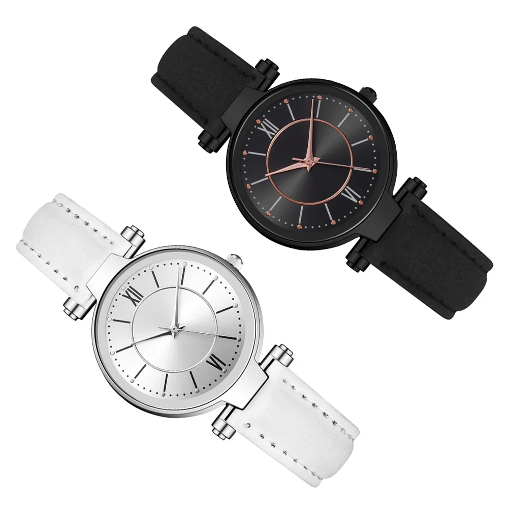 2 Pcs Watch Imitation Strap Women Quartz Decor Ladies Casual Lady Watches