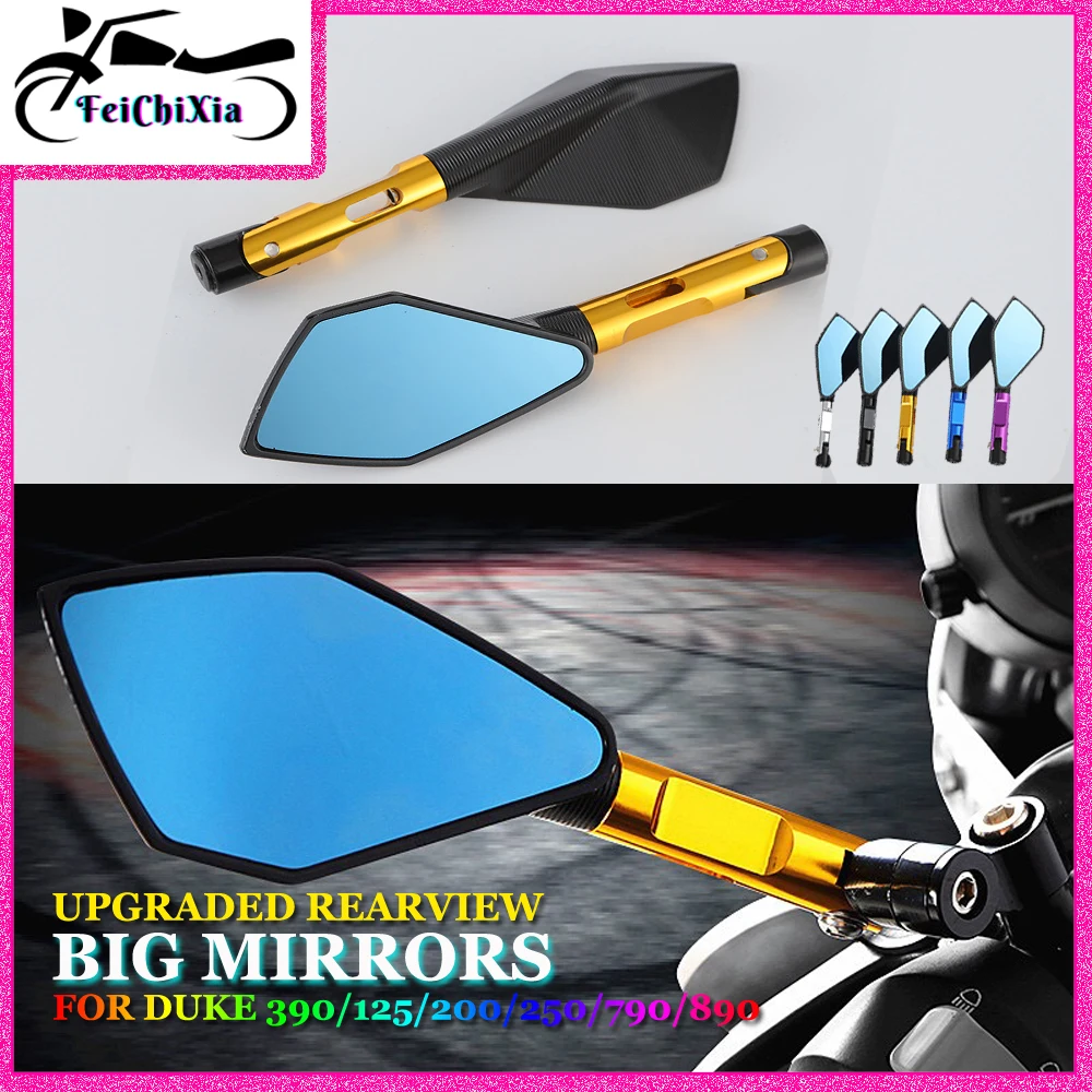 

Motorbike Side Mirrors Blue Glass Rear View Mirror For KTM DUKE 390 125 200 250 790 Duke R Super Motorcycle Accessories Rearview