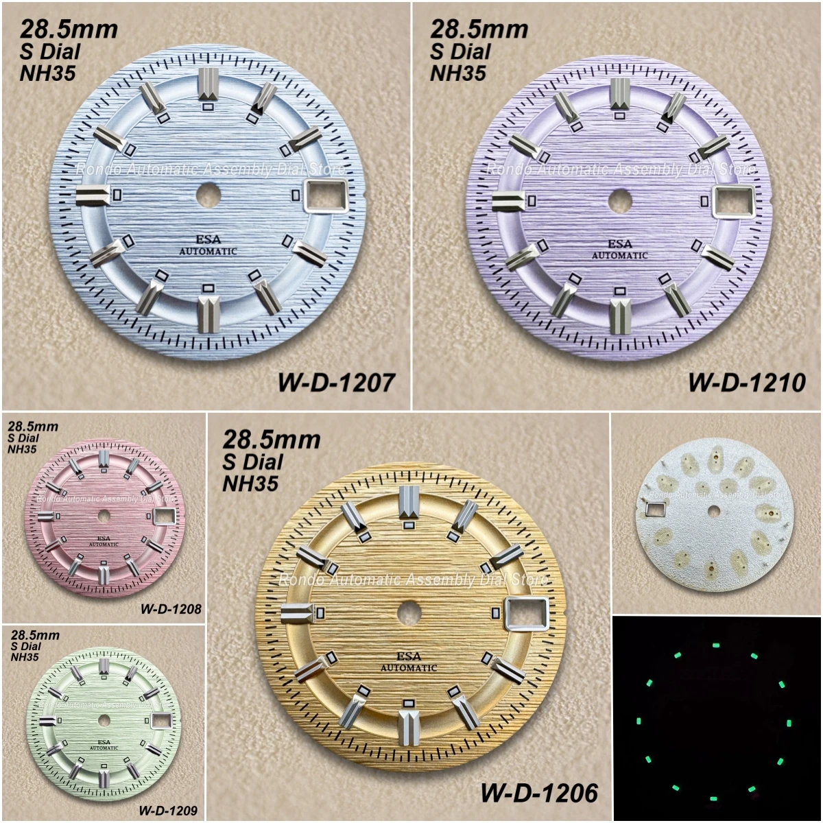 

28.5mm S Logo Stripe Dial Fit NH35/NH36/4R/7S Automatic Movement Green Luminous Pink High-Quality Watch Modification Accessories