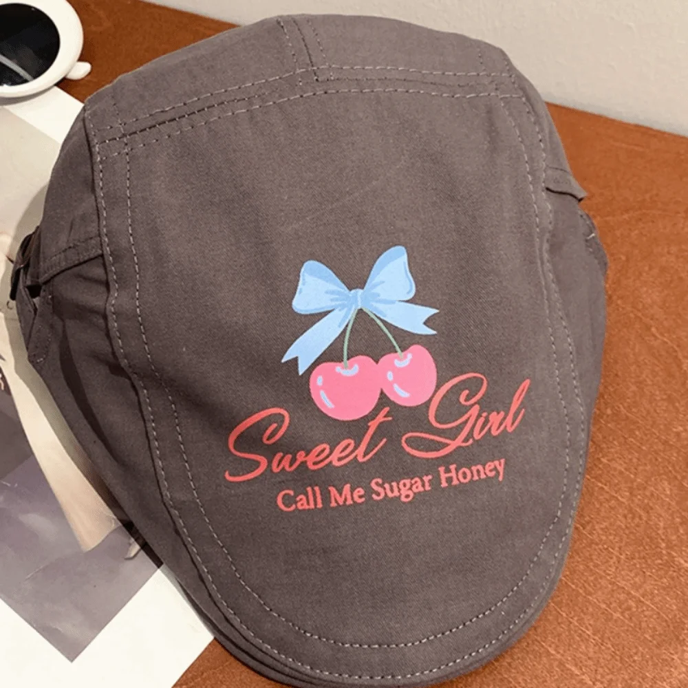 

Модная шляпа с вишневым граффити, винтажный берет с козырьком Y2k, шляпа художника с американской вышивкой, весна-лето