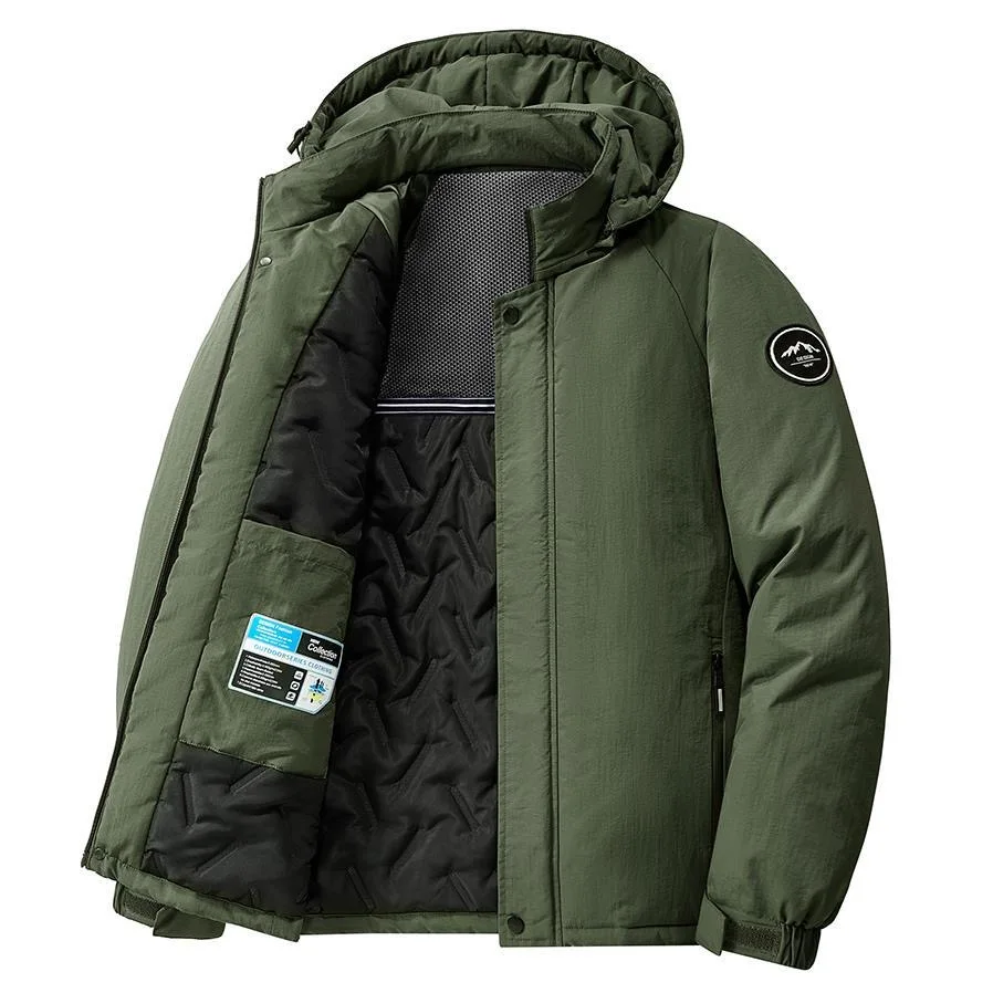 

Winter New Fashion Trend With Cotton Thickened Warm Hooded Jacket For Men's Casual Loose Sports Waterproof Plus Size Jacket
