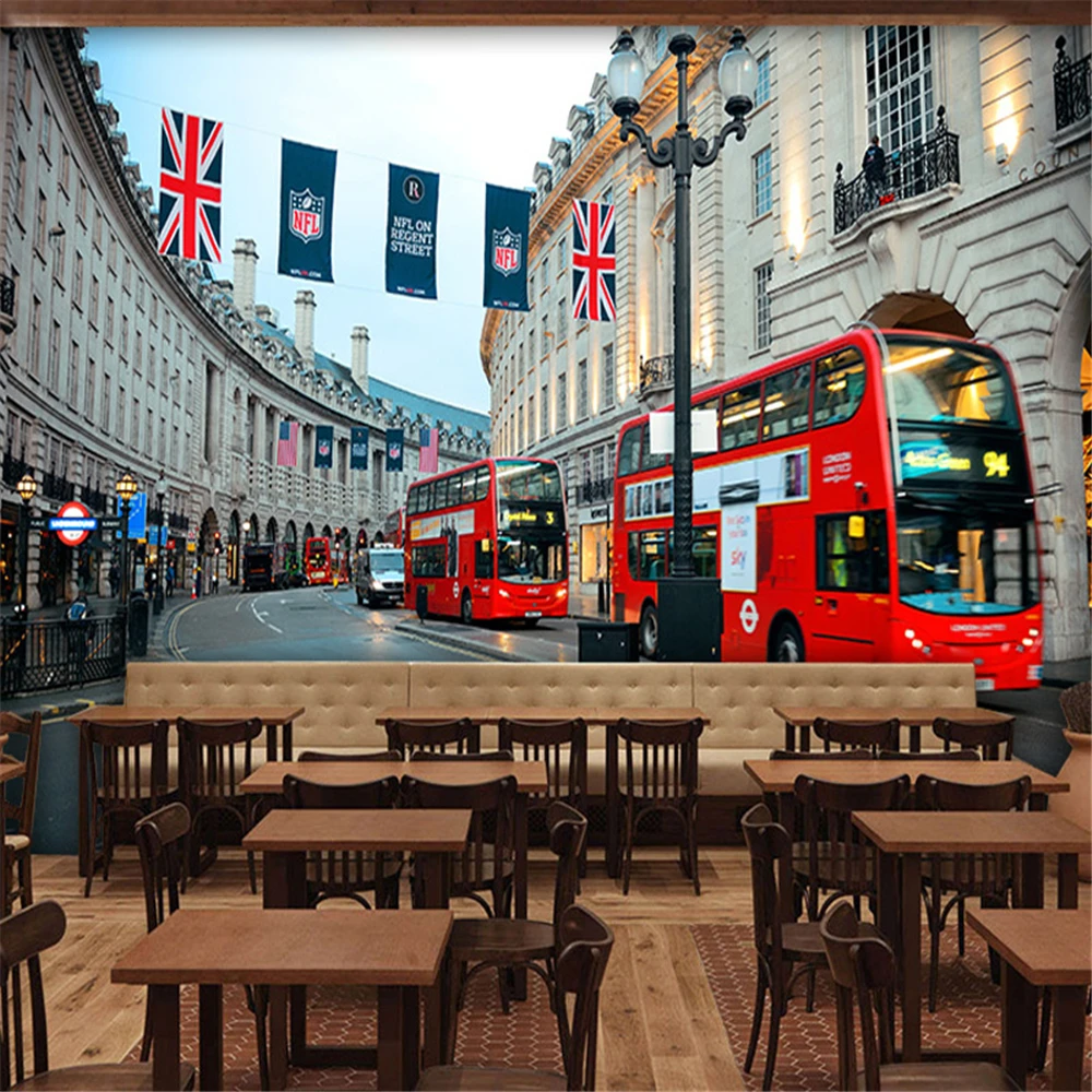 

Пользовательские Ретро ностальгические британские поездные кирпичные обои инструменты фон обои украшения живопись ресторан наклейки на стену