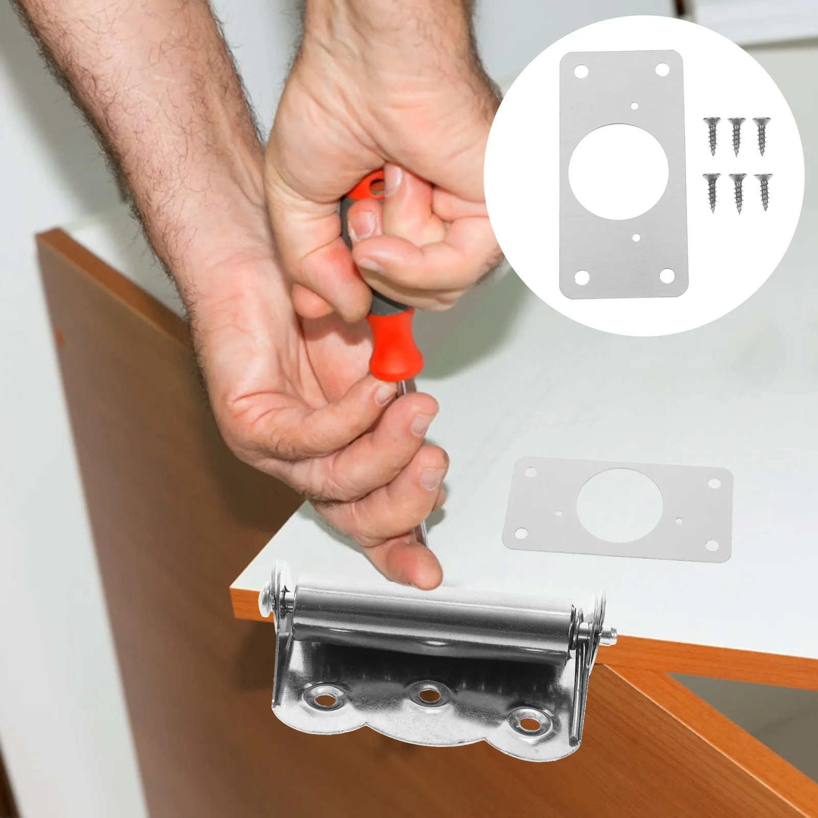 

1Set Cabinet Door Hinge Repair Kit Stainless Steel Thick Repair Plate Durable Cabinet Hinge Plate Mending Plates for Wood Door